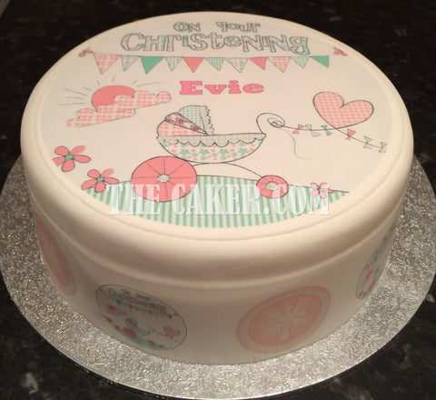 Christening 02 Edible Icing Cake Topper or Ribbon