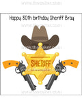 Cowboy Sheriff Badge Edible Icing Cake Topper