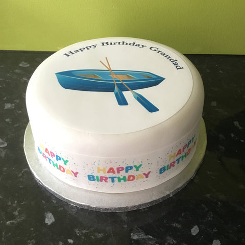Rowing Boat Edible Icing Cake Topper or Ribbon