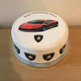 Red Lamborghini Racing Car Edible Icing Cake Topper 03