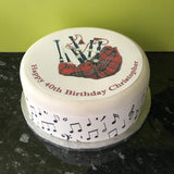 Bagpipes Edible Icing Cake Topper or Ribbon