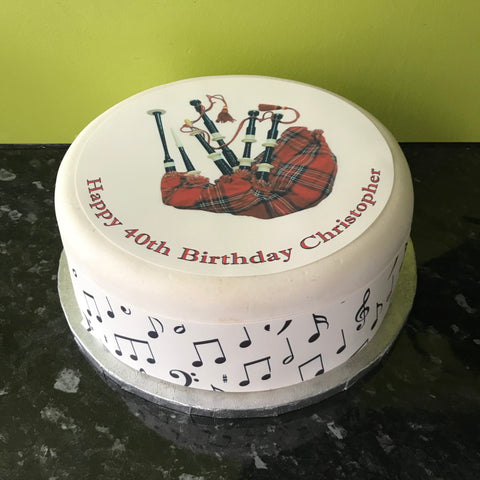 Bagpipes Edible Icing Cake Topper or Ribbon