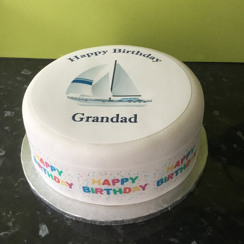 Sail Boat Sailing Edible Icing Cake Topper or Ribbon