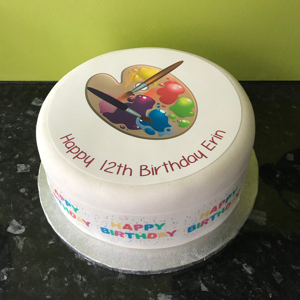 Artist Palette Painter Edible Icing Cake Topper or Ribbon