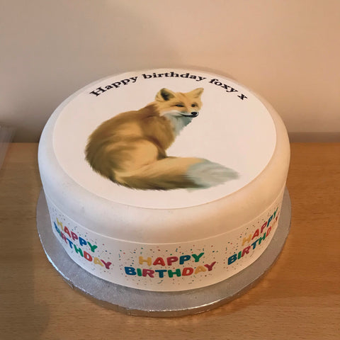 Fox 01 Edible Icing Cake Topper or Ribbon