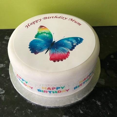 Butterfly 03 Edible Icing Cake Topper or Ribbon