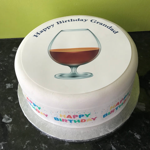 Brandy Glass 02 Edible Icing Cake Topper or Ribbon