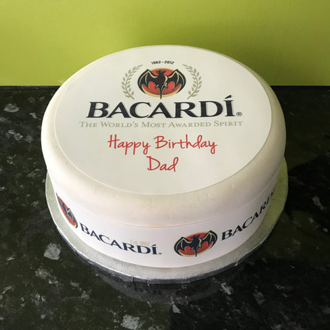 Bacardi Rum Logo Edible Icing Cake Topper or Ribbon