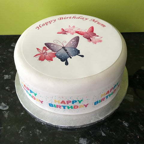 Butterfly 02 Edible Icing Cake Topper or Ribbon