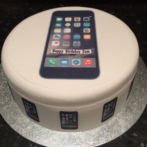 Black iPhone Edible Icing Cake Topper or Ribbon