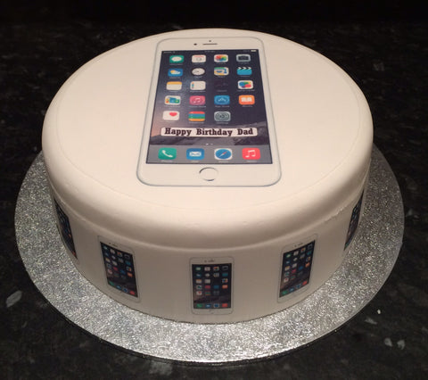 iPhone Classic Edible Icing Cake Topper or Ribbon - White Frame