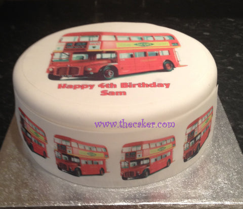 London Red Double Decker Bus 02 Edible Icing Cake Topper