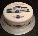 Mini Car (White) Edible Icing Cake Topper 01