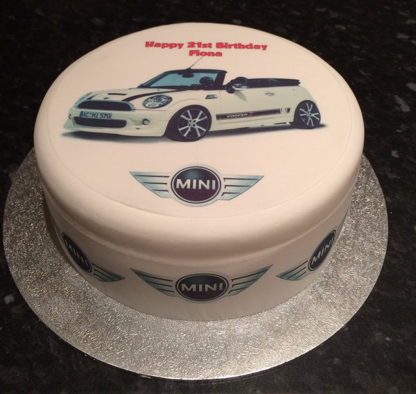 Mini Car (White) Edible Icing Cake Topper 01