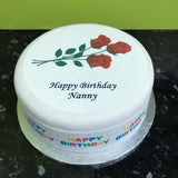 Red Roses Flowers Edible Icing Cake Topper